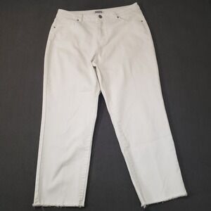 D. Jeans Womens Size 14 High Rise Straight White Raw Hem